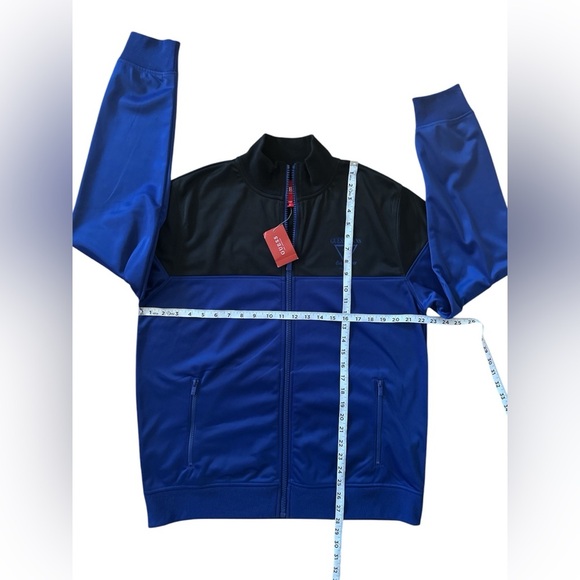 Guess  Black & Blue Zip Front Men’s Track Jacket Casual Classic Size Large - Picture 7 of 7